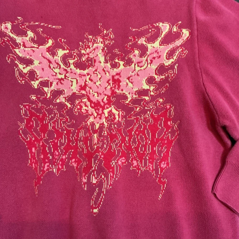 8THWNDR Phoenix Graphic Knit Streetwear Sweater Red Small Phoenix Fire Knit S